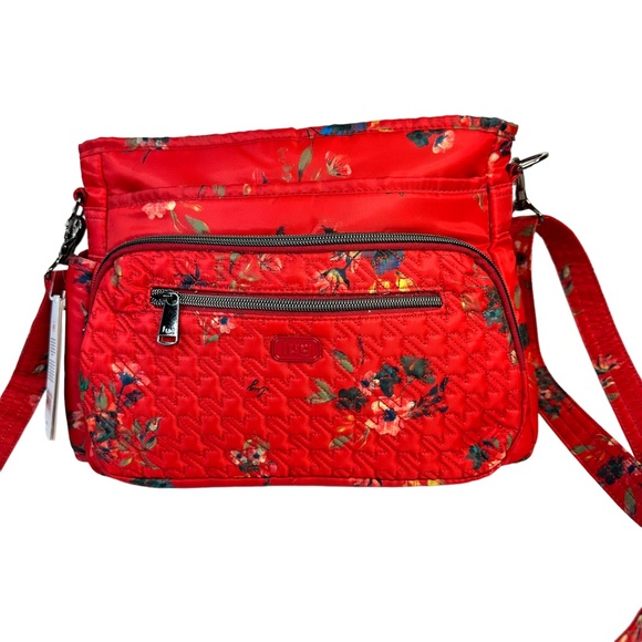 lug Bags Lug Medium Crossbody With Rfid Shimmy Se Bouquet Red Nwt